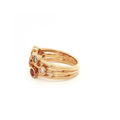 9ct Yellow Gold Garnet and Cubic Zirconia Random Set Dress Ring