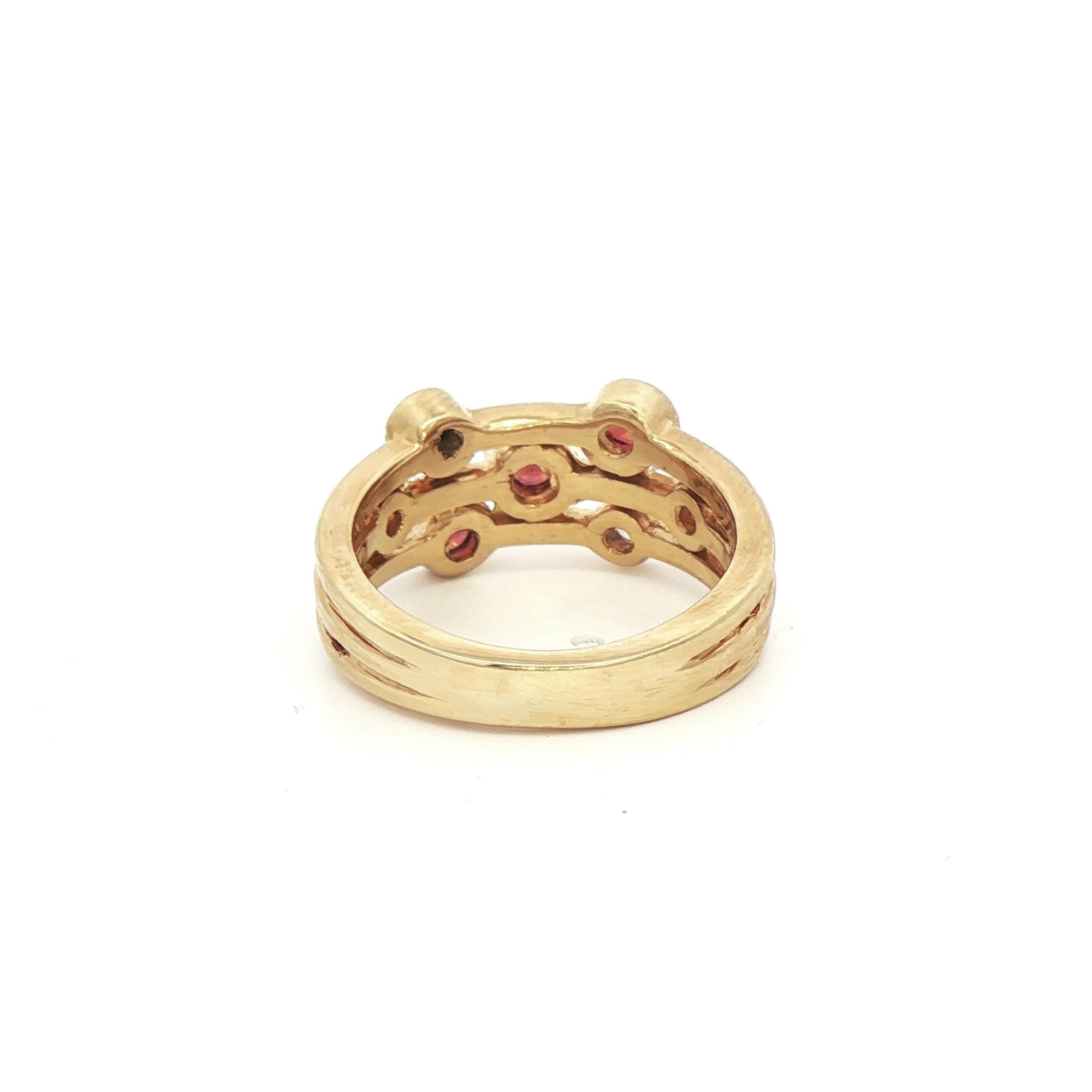 9ct Yellow Gold Garnet and Cubic Zirconia Random Set Dress Ring