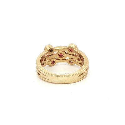 9ct Yellow Gold Garnet and Cubic Zirconia Random Set Dress Ring