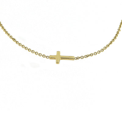 9ct Yellow Gold Ladies Horizontal Cross Necklet