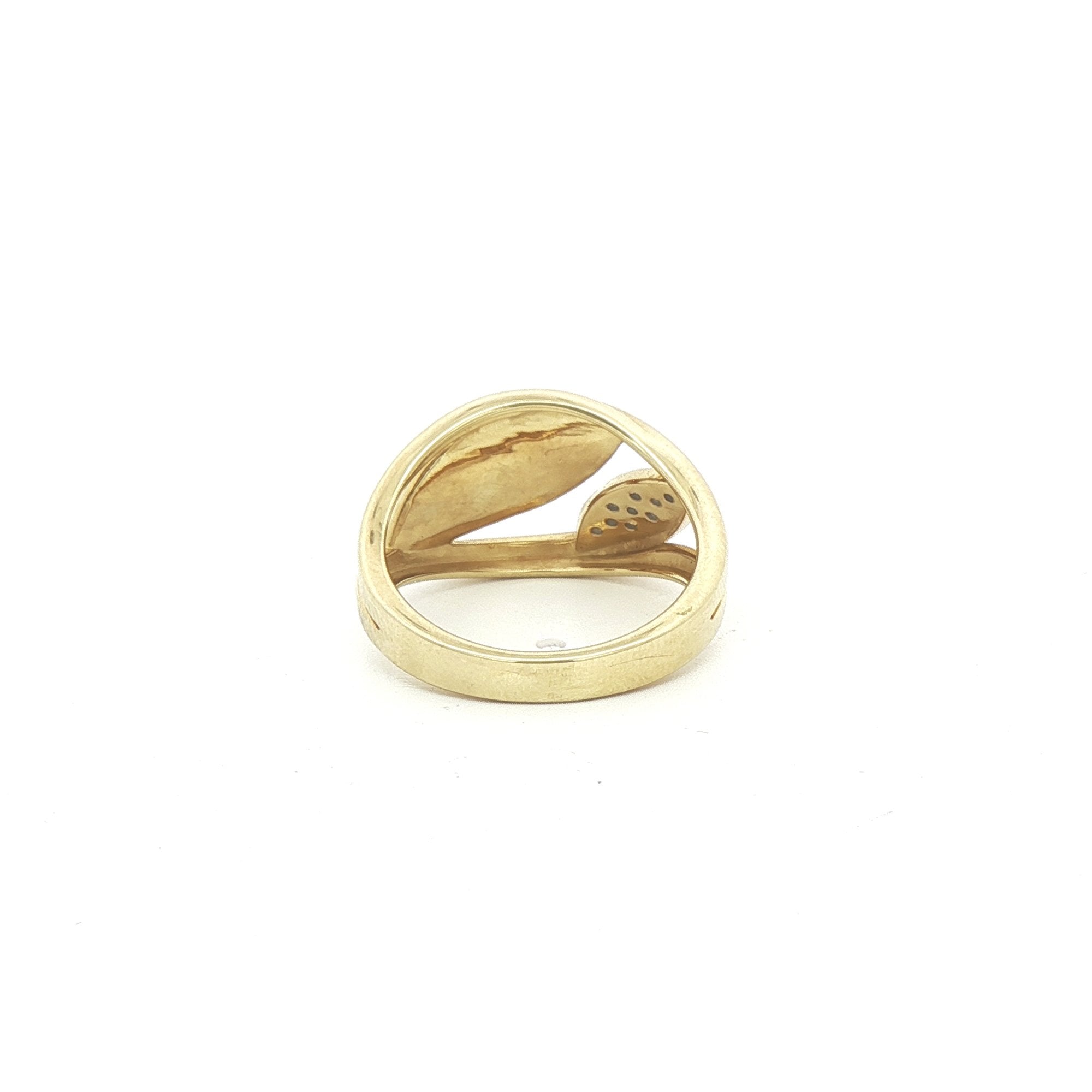 9ct Yellow Gold Natural Diamond Set Leaf Design Dress Ring