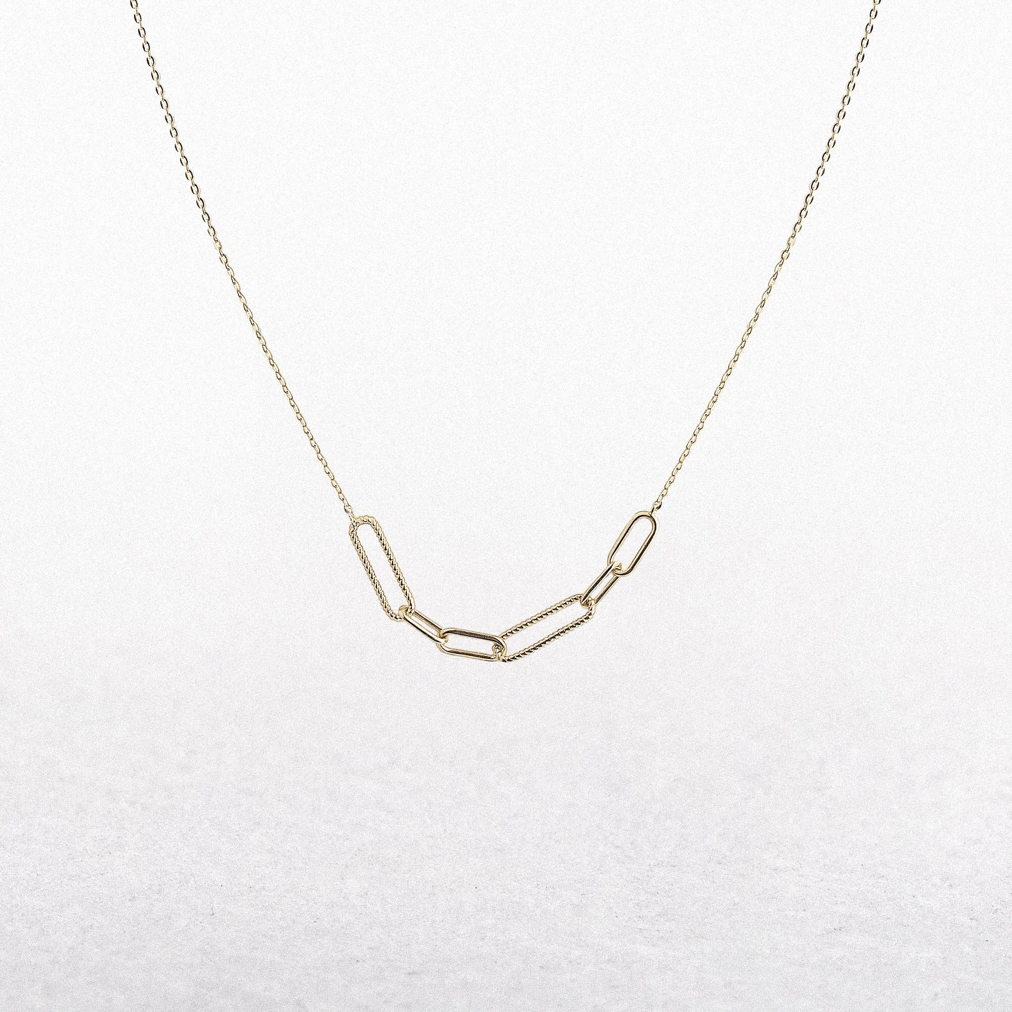 9ct Yellow Gold Oval Bar Link Necklet