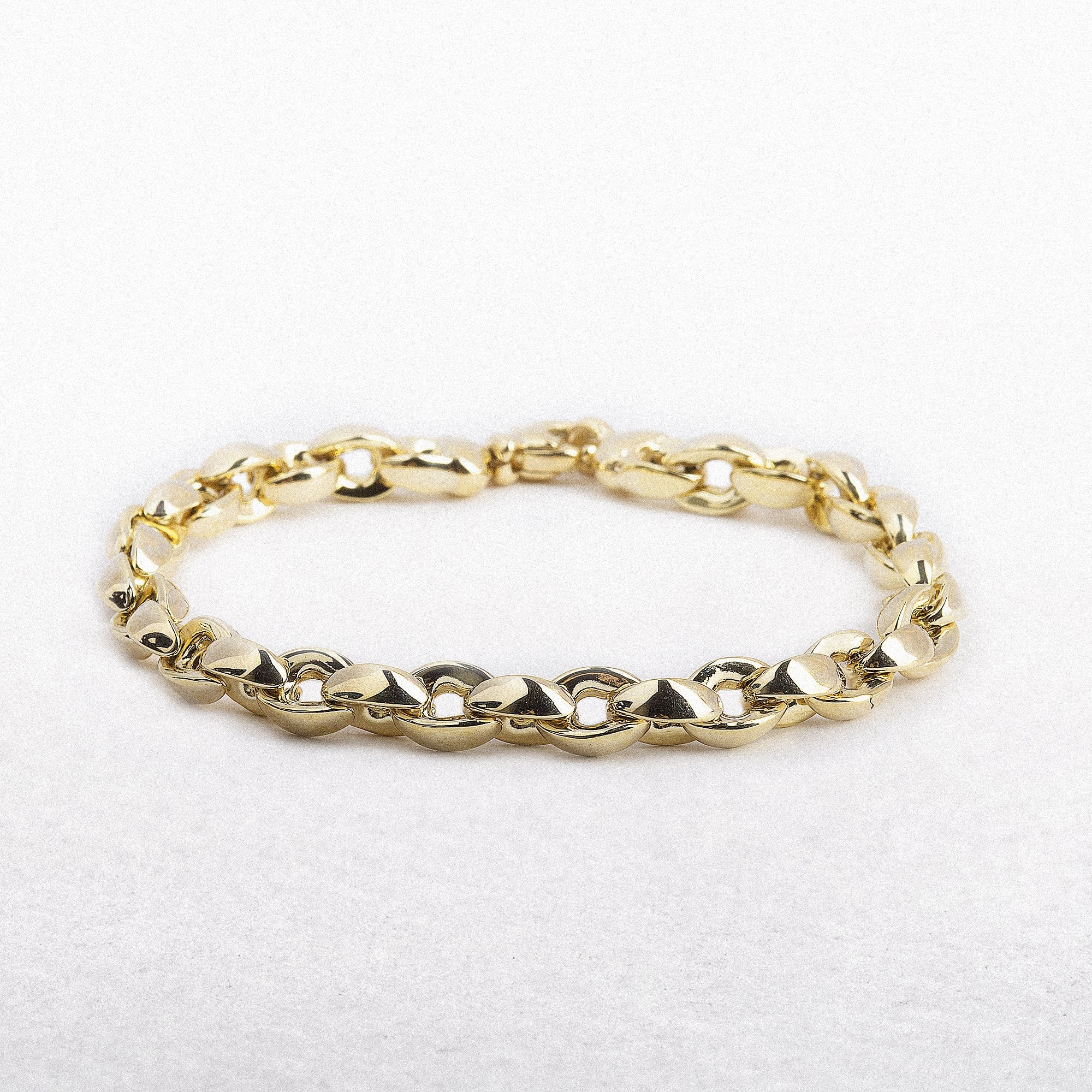 9ct Yellow Gold Oval Belcher Bracelet