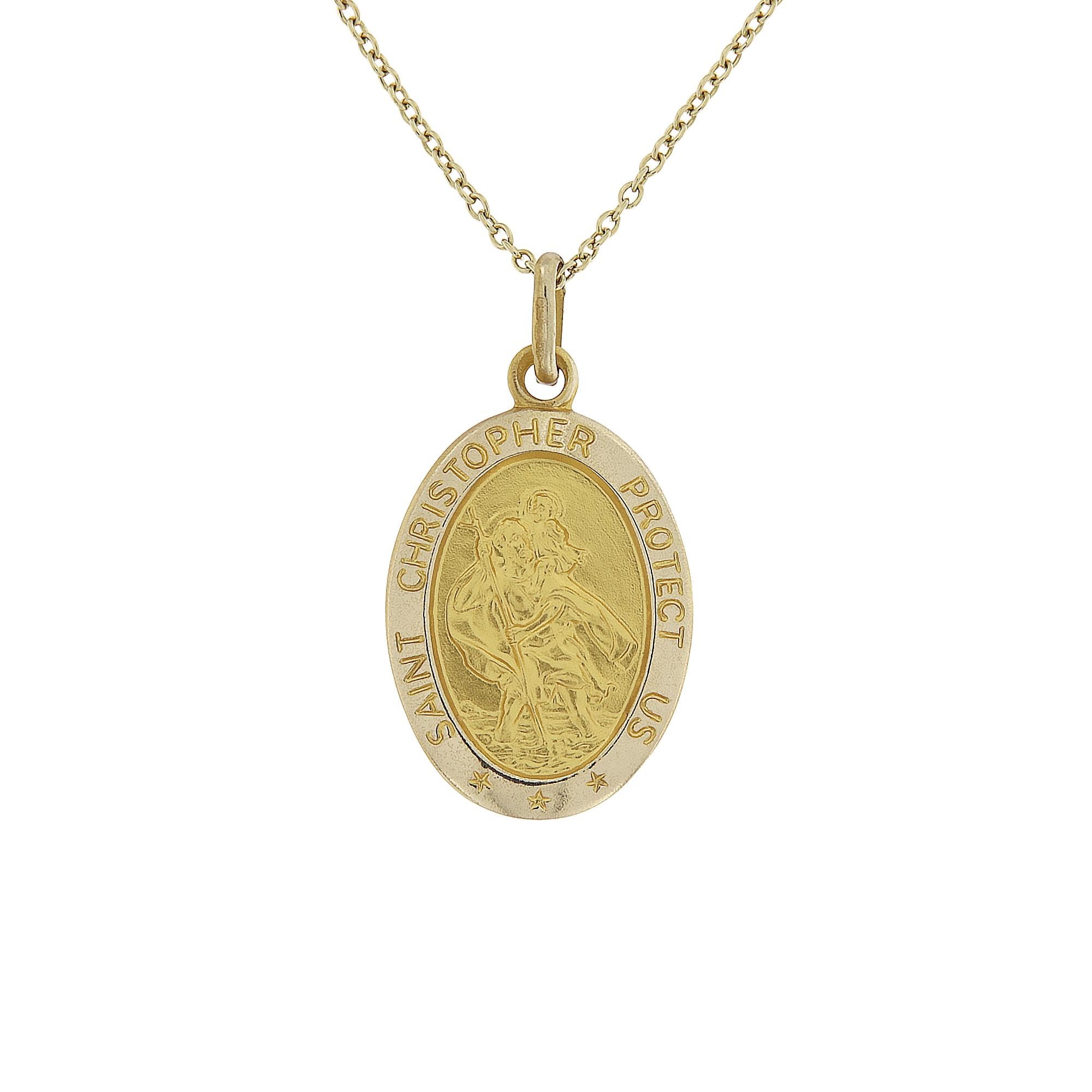9ct Yellow Gold Oval St Christopher Medal