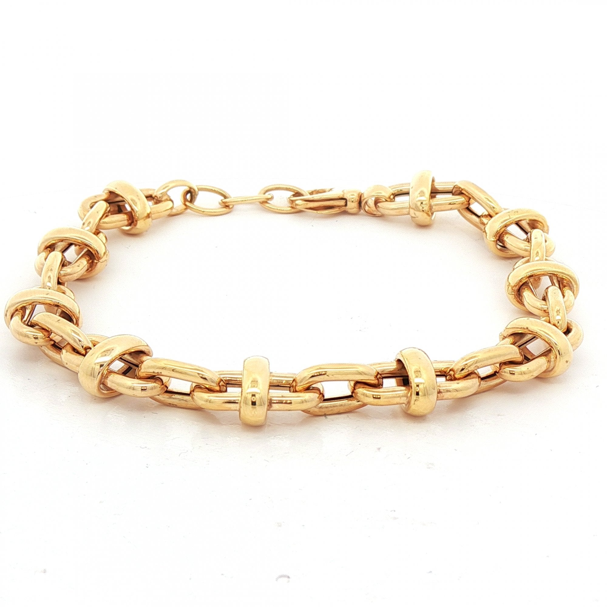9ct Yellow Gold Oval Tube Style Link Chain Bracelet