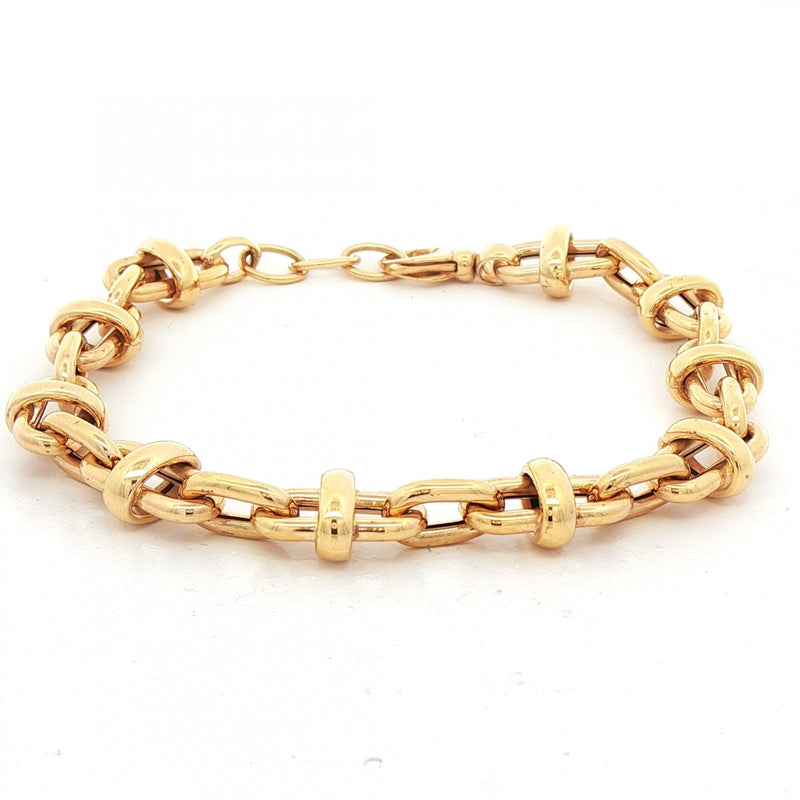 9ct Yellow Gold Oval Tube Style Link Chain Bracelet
