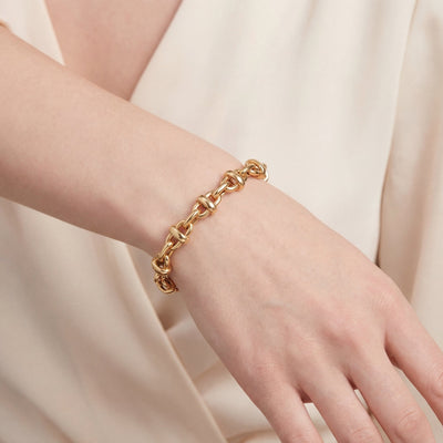 9ct Yellow Gold Oval Tube Style Link Chain Bracelet