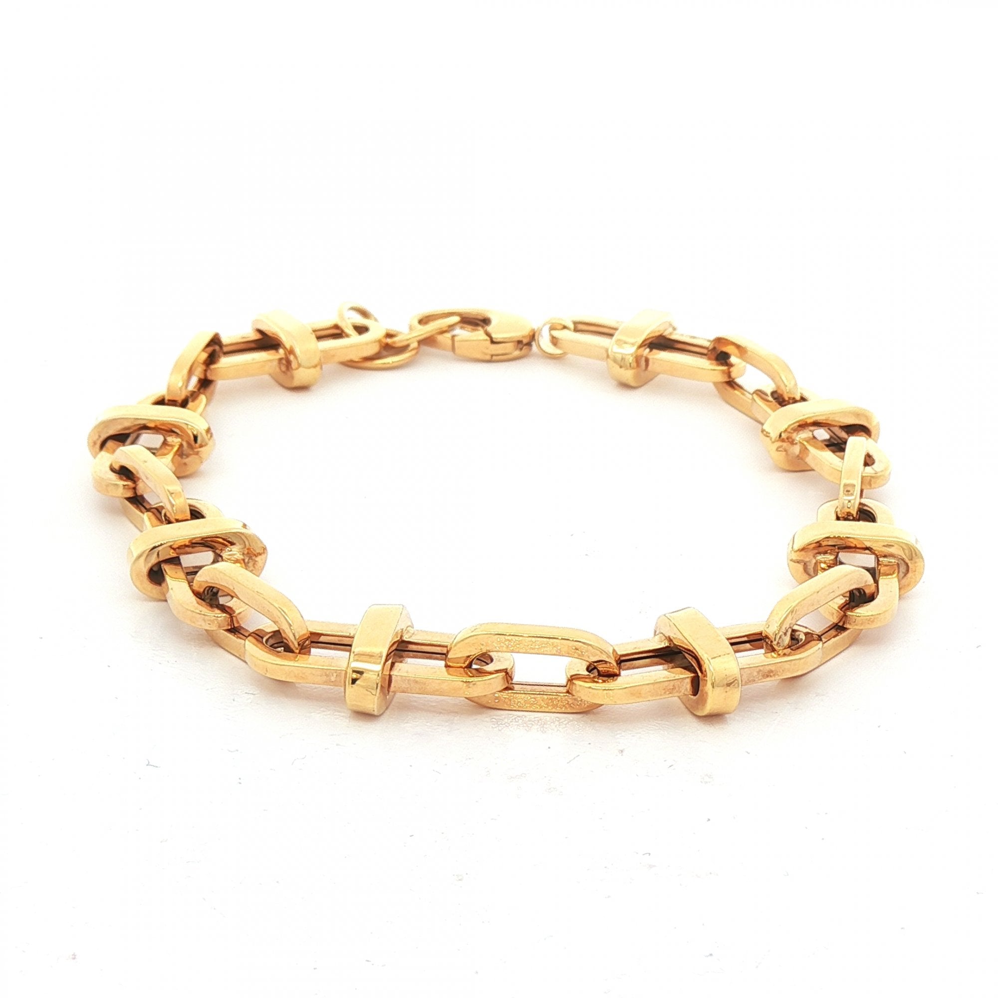 9ct Yellow Gold Oval Wrap Flat Link Chain Bracelet