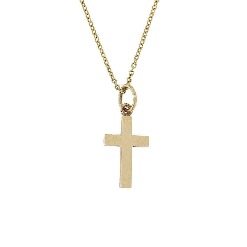 9ct Yellow Gold Plain Small Cross & Chain