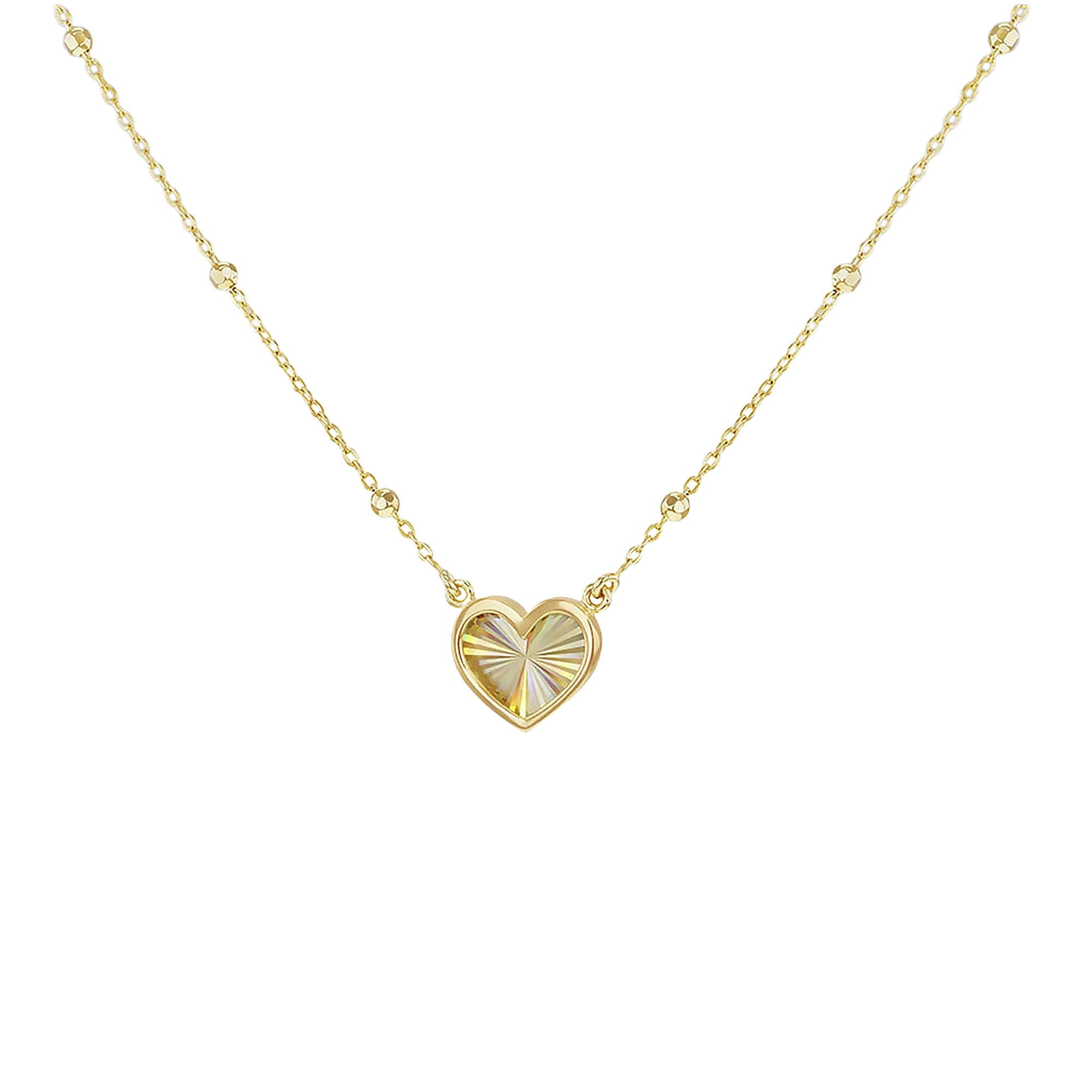 9ct Yellow Gold Rainbow Heart Trace Adjustable Necklet On A 18 Inch Chain
