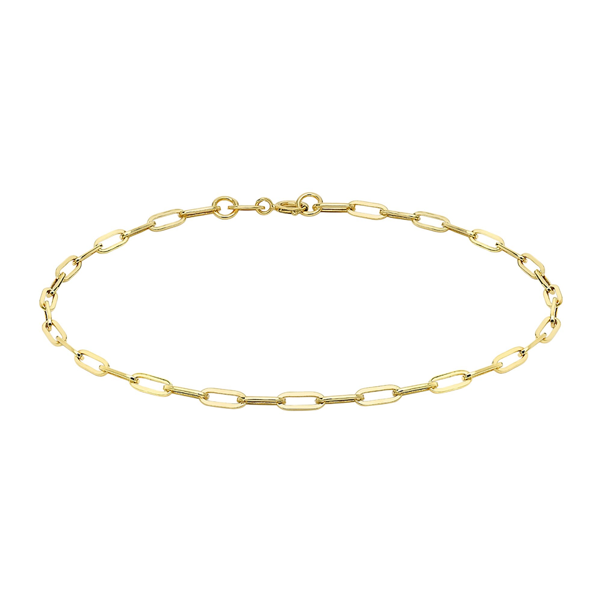 9ct Yellow Gold Small Paper Link Style Chain Bracelet 7.25 In Length