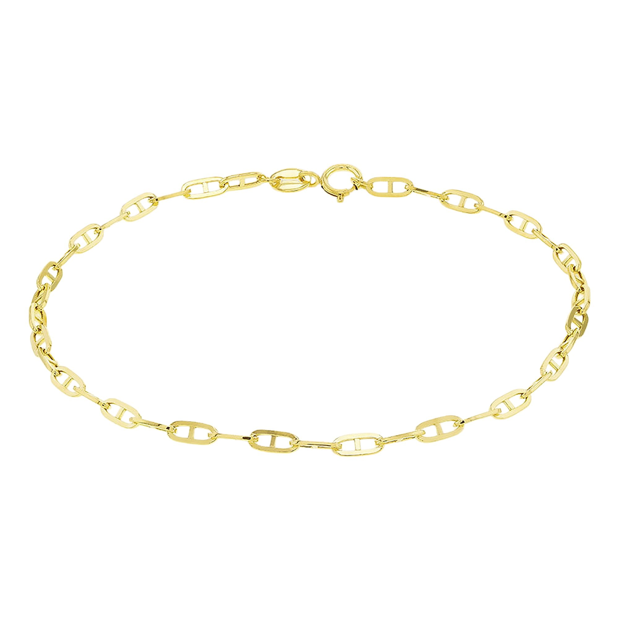 9ct Yellow Gold Small Square Rambo Bracelet 7.5 In Length