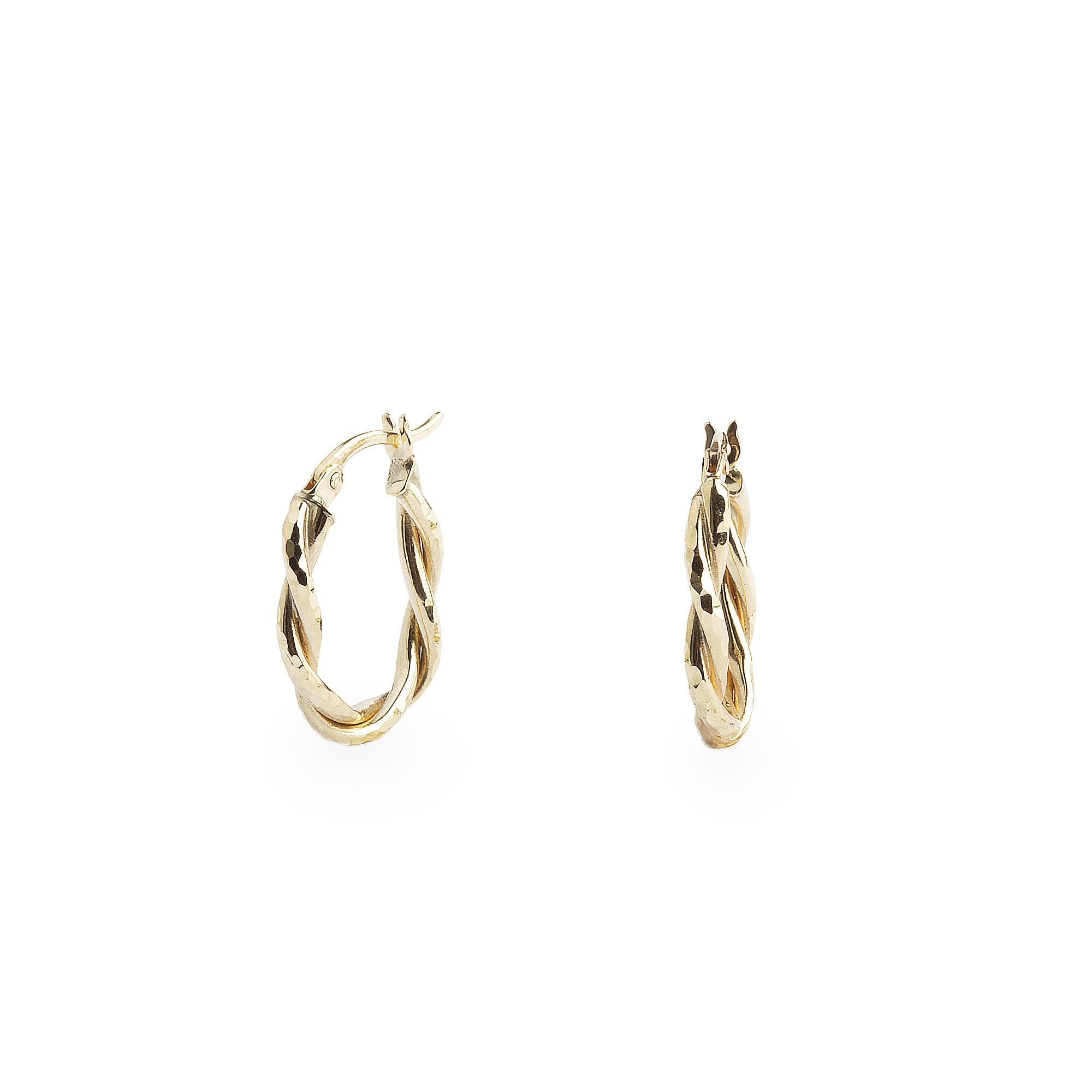 9ct Yellow Gold Twisted Oval Hoop Earrings 1.4 Grams