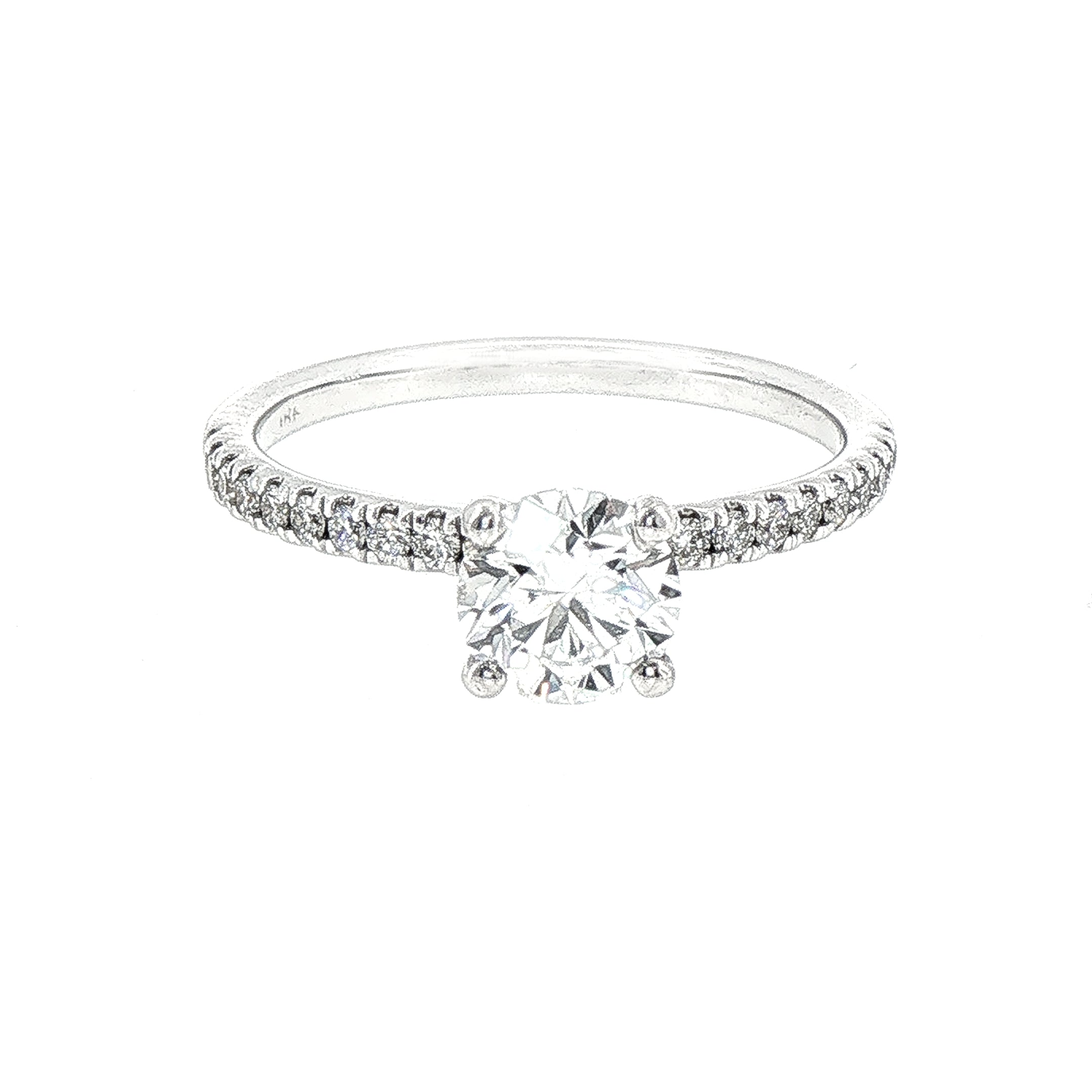 0.92ct G vs1 GIA Certified Round Solitaire With Diamond Shoulders 18ct White Gold Engagement Ring