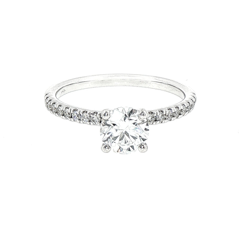 0.92ct G vs1 GIA Certified Round Solitaire With Diamond Shoulders 18ct White Gold Engagement Ring