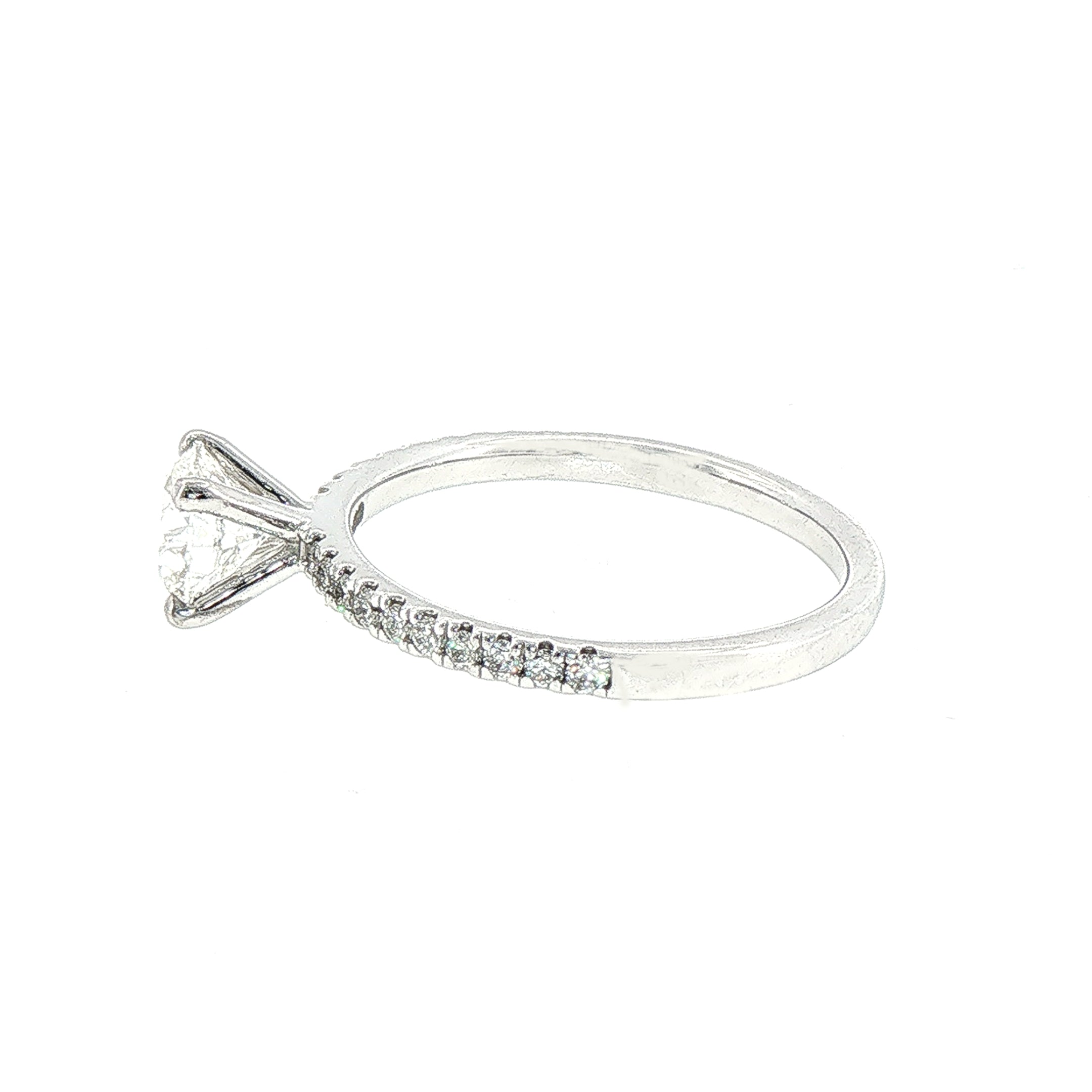 0.92ct G vs1 GIA Certified Round Solitaire With Diamond Shoulders 18ct White Gold Engagement Ring