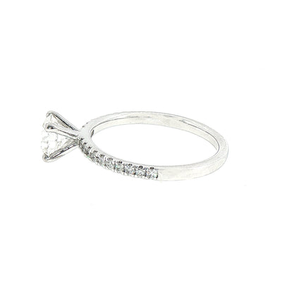 0.92ct G vs1 GIA Certified Round Solitaire With Diamond Shoulders 18ct White Gold Engagement Ring