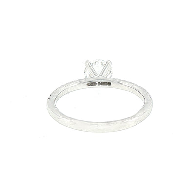 0.92ct G vs1 GIA Certified Round Solitaire With Diamond Shoulders 18ct White Gold Engagement Ring