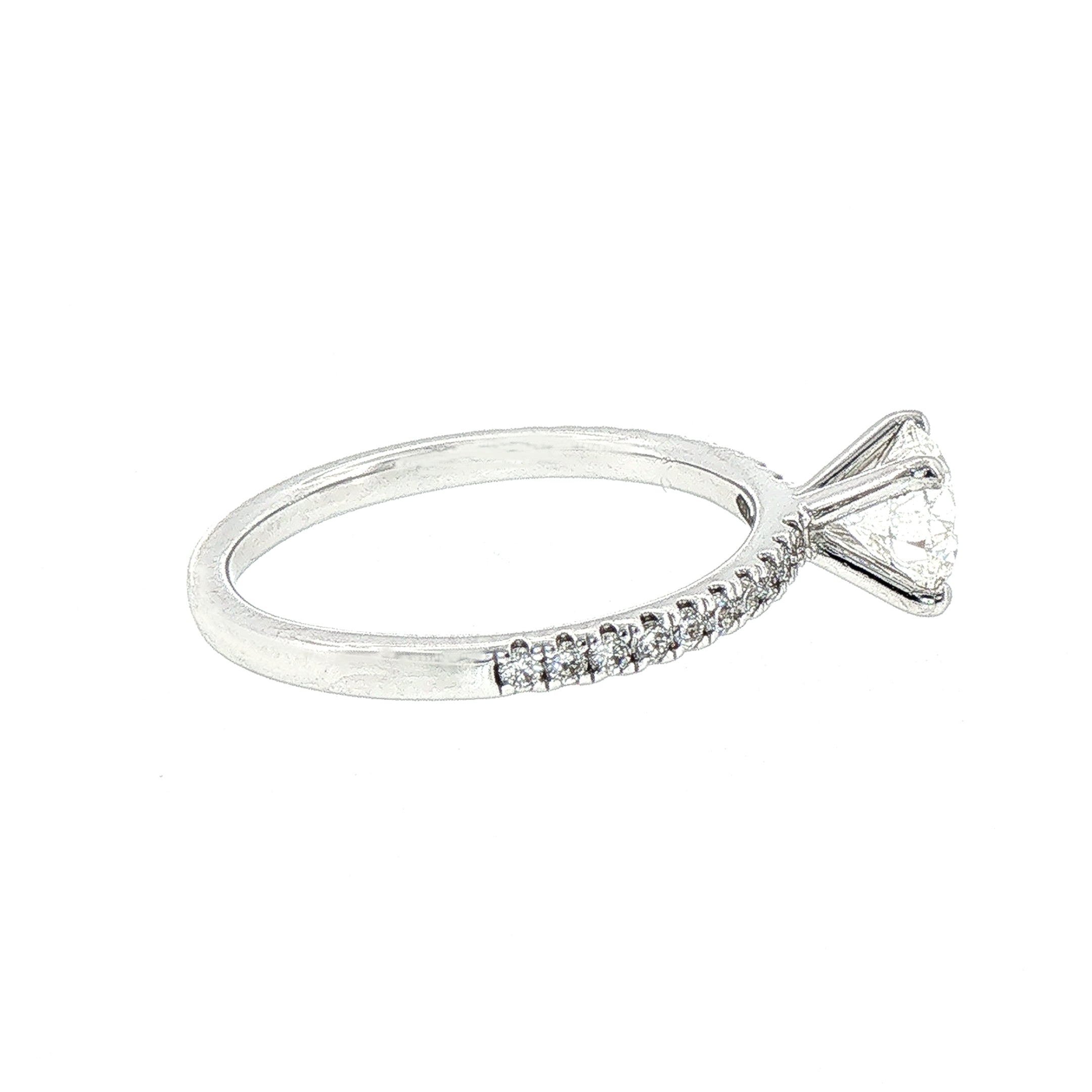 0.92ct G vs1 GIA Certified Round Solitaire With Diamond Shoulders 18ct White Gold Engagement Ring