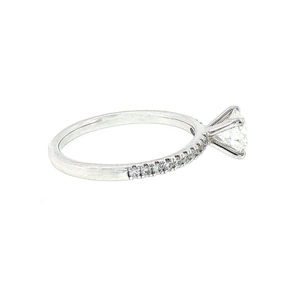0.92ct G vs1 GIA Certified Round Solitaire With Diamond Shoulders 18ct White Gold Engagement Ring