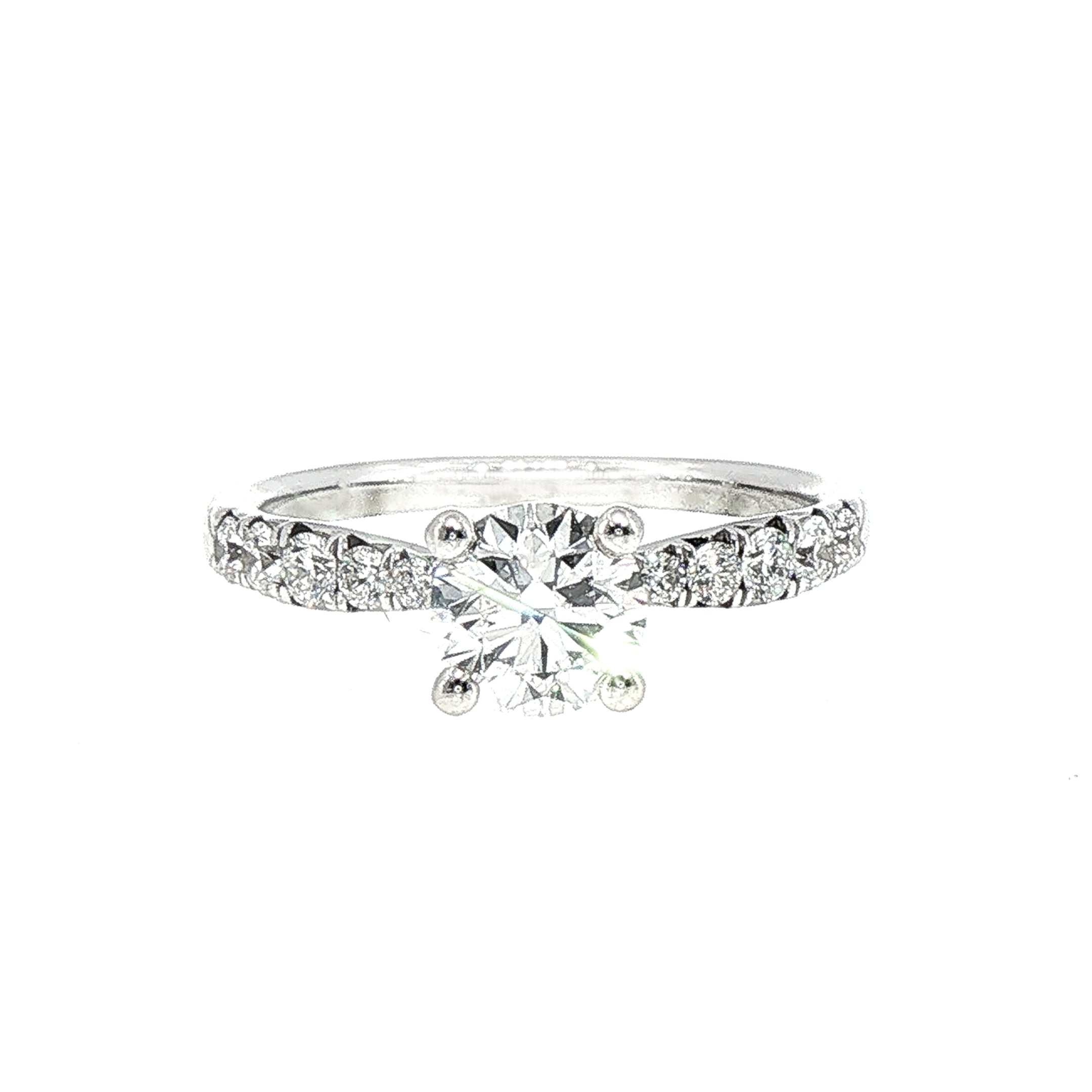1.25ct F VS1 Certified Solitaire Natural Diamond with Diamond Shoulders Set in 18ct White Gold