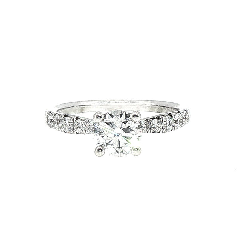1.25ct F VS1 Certified Solitaire Natural Diamond with Diamond Shoulders Set in 18ct White Gold
