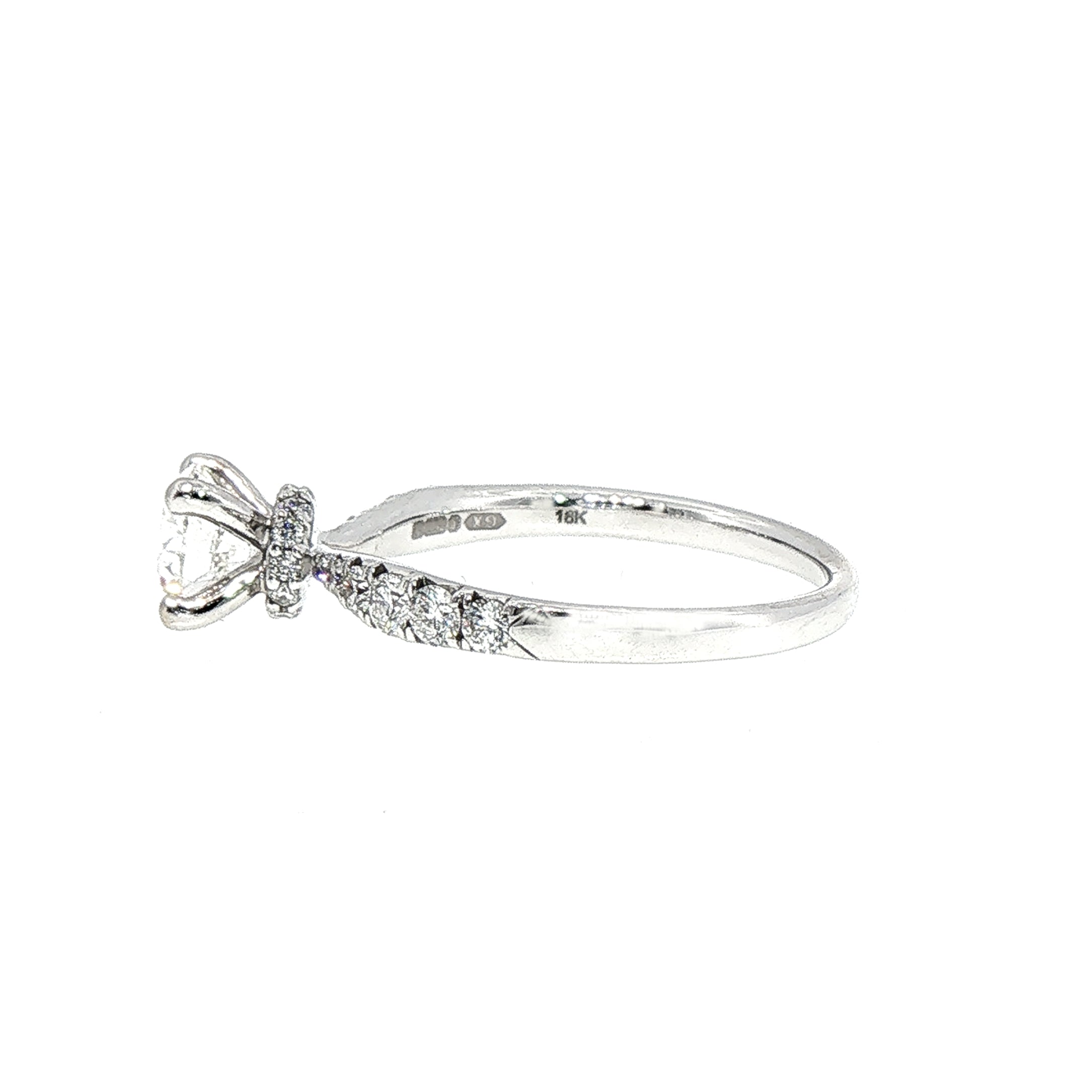 1.25ct F VS1 Certified Solitaire Natural Diamond with Diamond Shoulders Set in 18ct White Gold