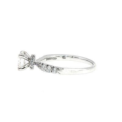 1.25ct F VS1 Certified Solitaire Natural Diamond with Diamond Shoulders Set in 18ct White Gold