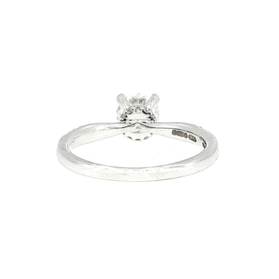 1.25ct F VS1 Certified Solitaire Natural Diamond with Diamond Shoulders Set in 18ct White Gold