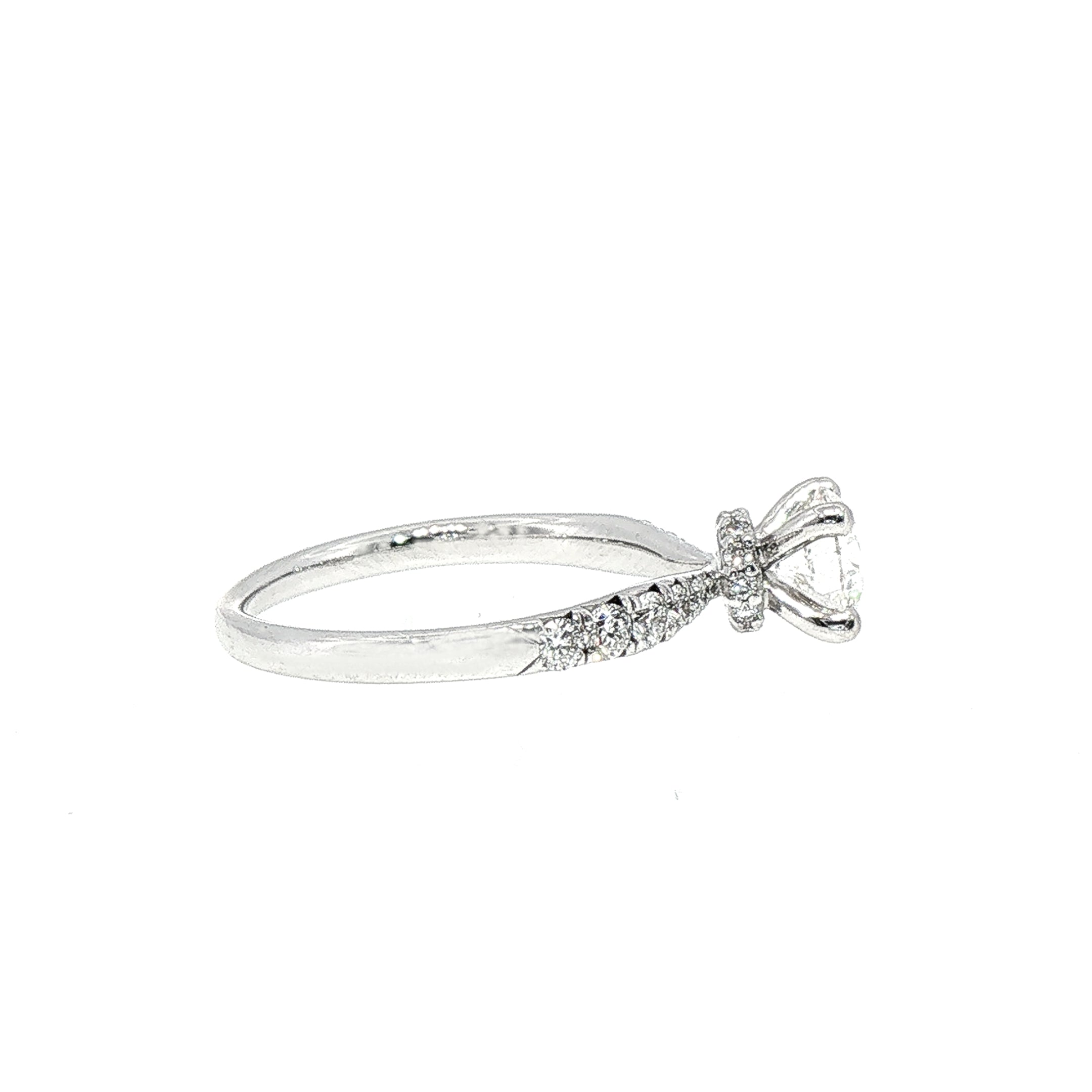 1.25ct F VS1 Certified Solitaire Natural Diamond with Diamond Shoulders Set in 18ct White Gold