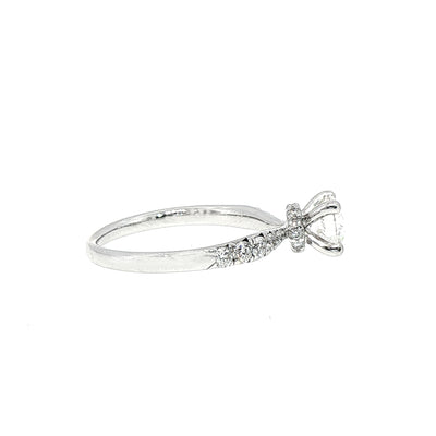 1.25ct F VS1 Certified Solitaire Natural Diamond with Diamond Shoulders Set in 18ct White Gold
