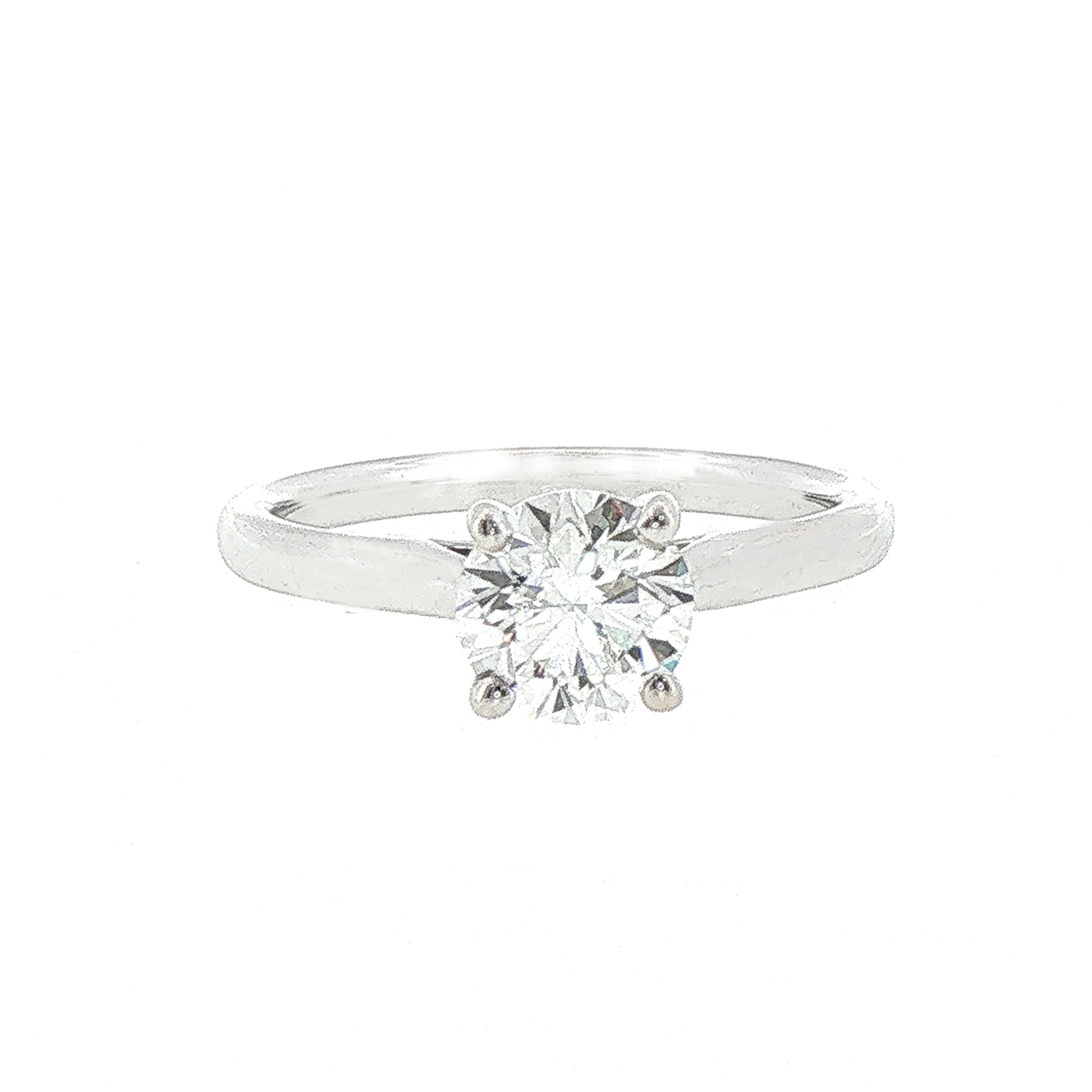 1.00ct F VS2 GIA Certified Round Natural Diamond Solitaire 18ct White Gold Engagement Ring