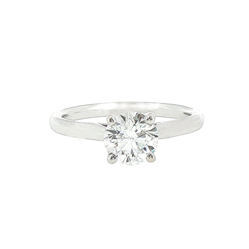 1.00ct F VS2 GIA Certified Round Natural Diamond Solitaire 18ct White Gold Engagement Ring