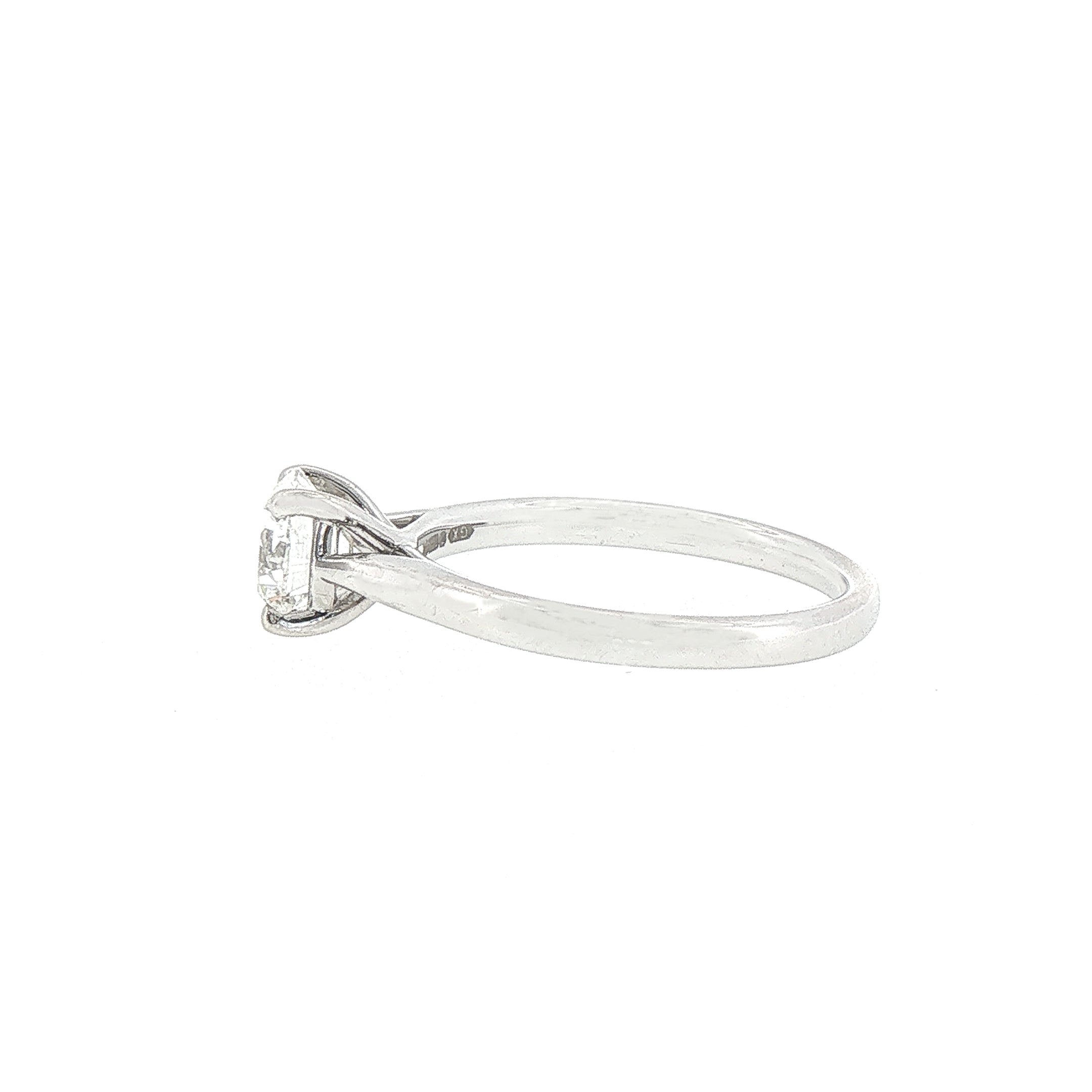 1.00ct F VS2 GIA Certified Round Natural Diamond Solitaire 18ct White Gold Engagement Ring