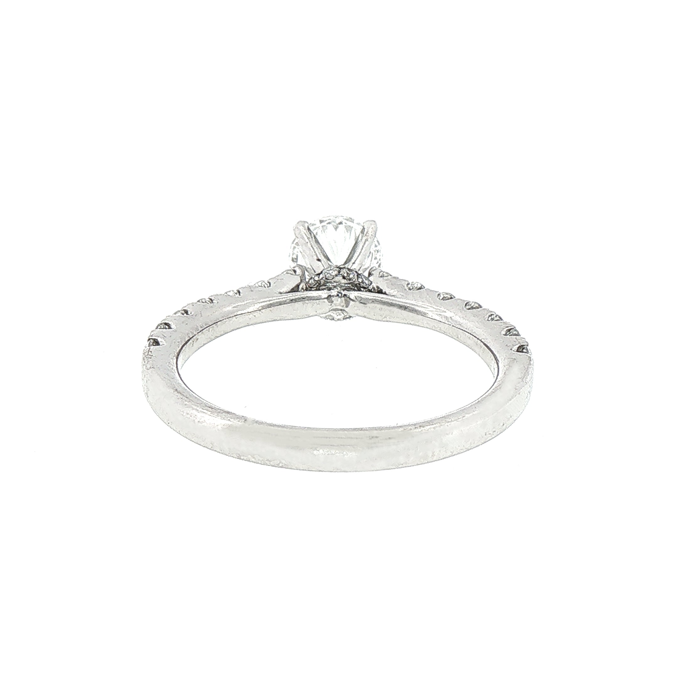 C0.70ct S0.49ct Natural Diamond Solitaire with Diamond Shoulders Set In 18ct White Gold