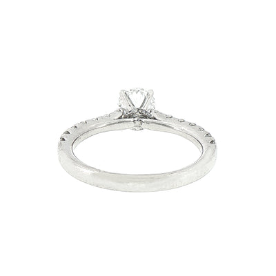 C0.70ct S0.49ct Natural Diamond Solitaire with Diamond Shoulders Set In 18ct White Gold
