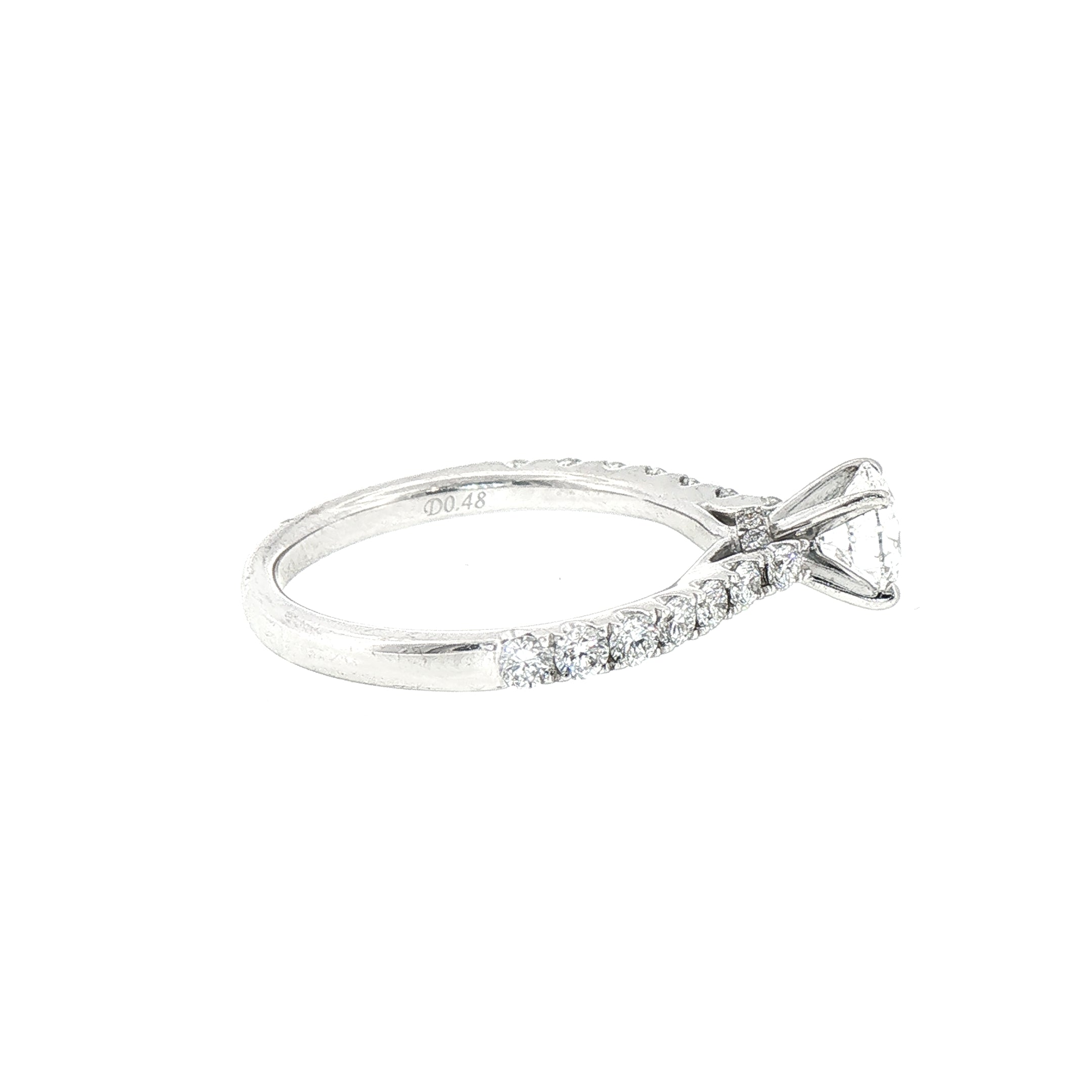 C0.70ct S0.49ct Natural Diamond Solitaire with Diamond Shoulders Set In 18ct White Gold