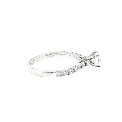 C0.70ct S0.49ct Natural Diamond Solitaire with Diamond Shoulders Set In 18ct White Gold