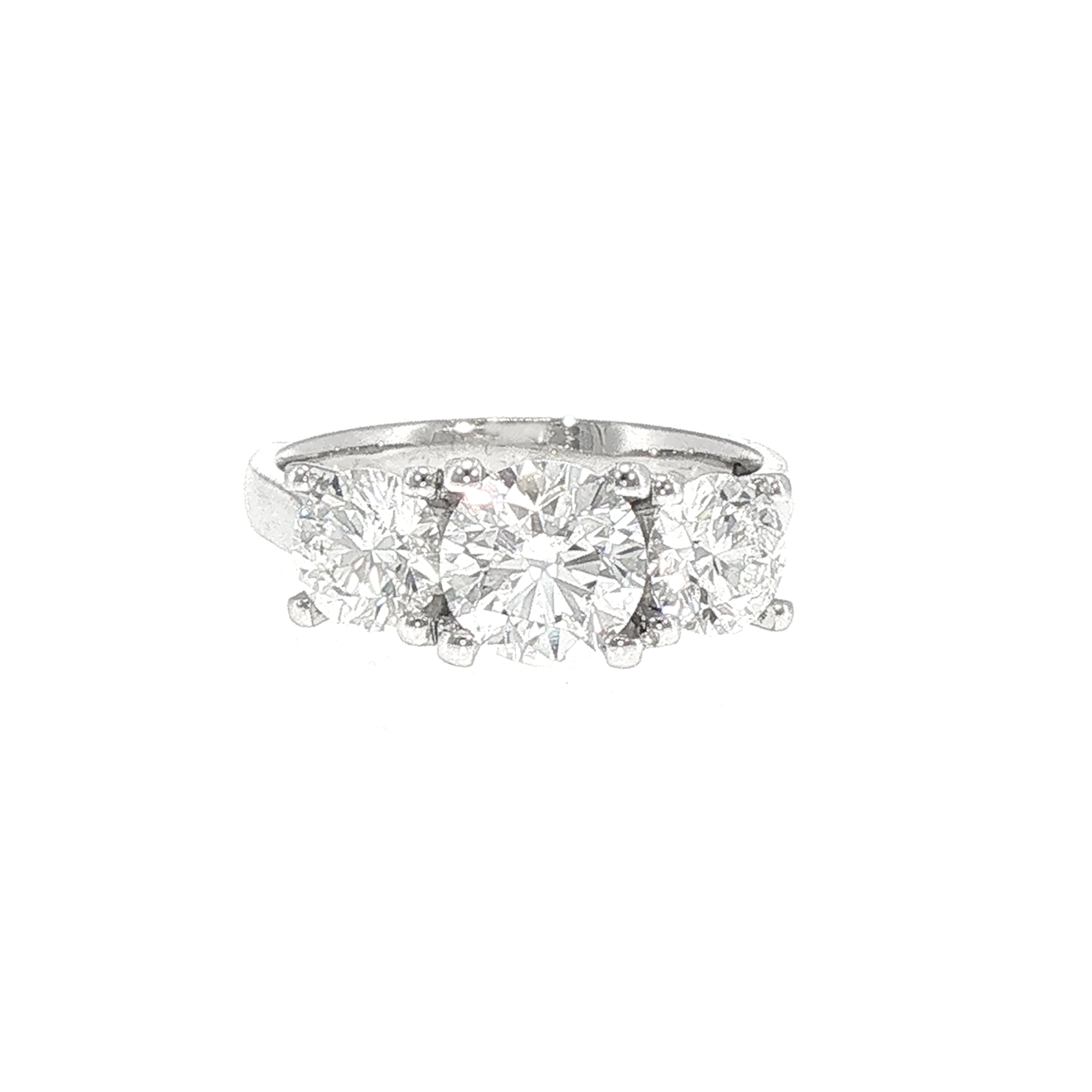 2.41ct F SI GIA Certified Round Natural Diamond Three Stone Ring Set In 18ct White Gold