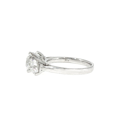 2.41ct F SI GIA Certified Round Natural Diamond Three Stone Ring Set In 18ct White Gold