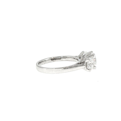 2.41ct F SI GIA Certified Round Natural Diamond Three Stone Ring Set In 18ct White Gold