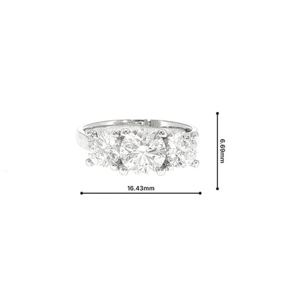2.41ct F SI GIA Certified Round Natural Diamond Three Stone Ring Set In 18ct White Gold
