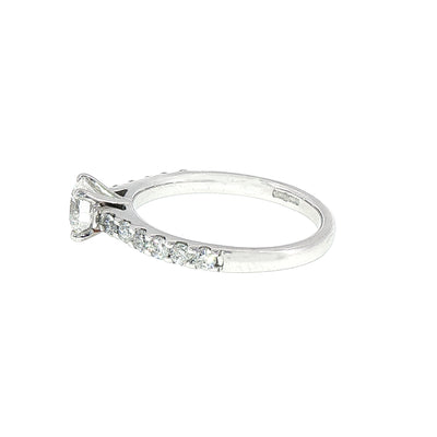 0.65ct F VS2 GIA Certified Round Solitaire with 0.42ct Diamond Shoulders set in 18ct White Gold
