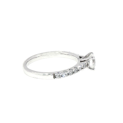0.65ct F VS2 GIA Certified Round Solitaire with 0.42ct Diamond Shoulders set in 18ct White Gold