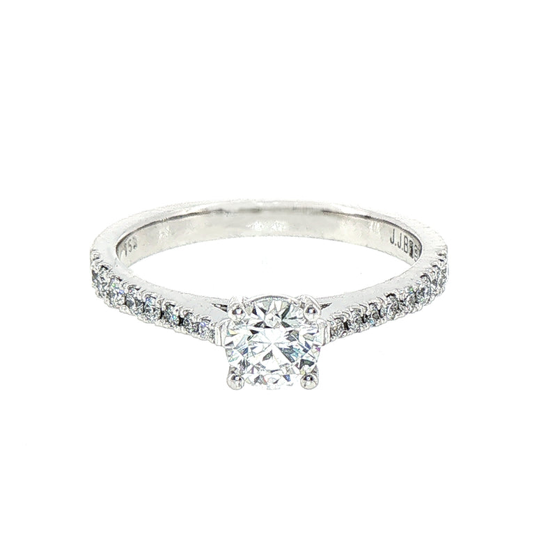 0.54ct D Si1 Certified Round Solitaire Natural Diamond with Diamond Shoulders set in 18ct White Gold