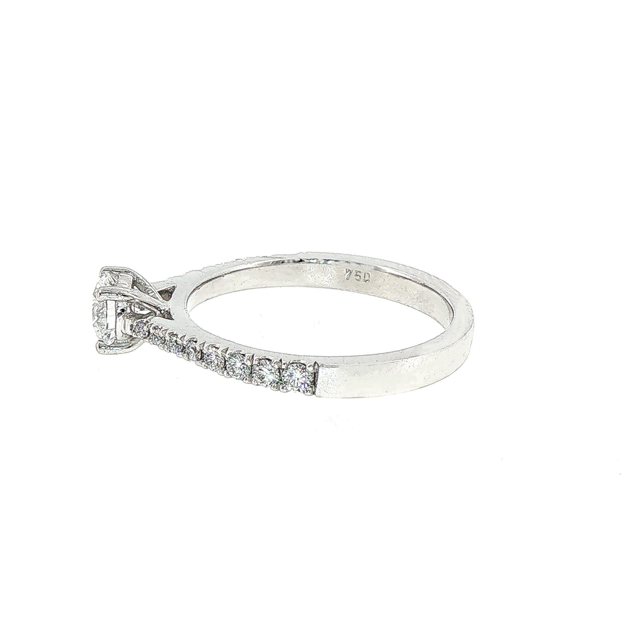 0.54ct D Si1 Certified Round Solitaire Natural Diamond with Diamond Shoulders set in 18ct White Gold