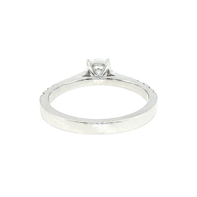 0.54ct D Si1 Certified Round Solitaire Natural Diamond with Diamond Shoulders set in 18ct White Gold