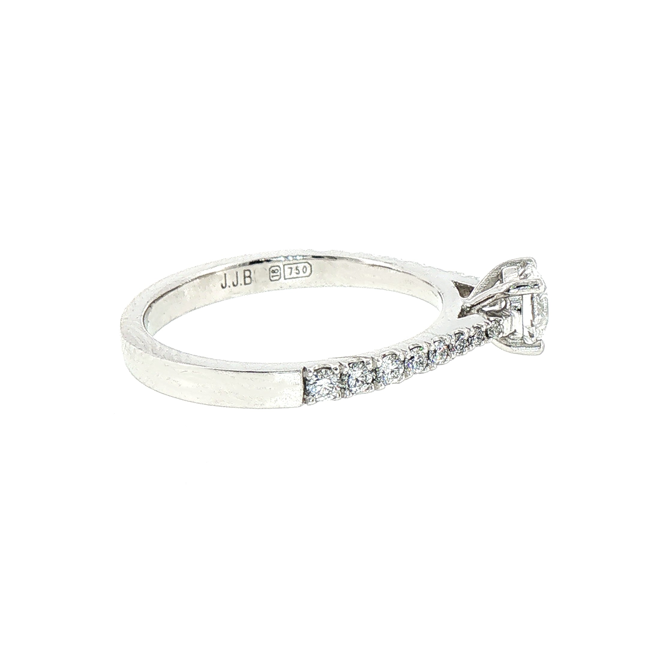 0.54ct D Si1 Certified Round Solitaire Natural Diamond with Diamond Shoulders set in 18ct White Gold