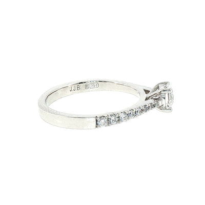0.54ct D Si1 Certified Round Solitaire Natural Diamond with Diamond Shoulders set in 18ct White Gold