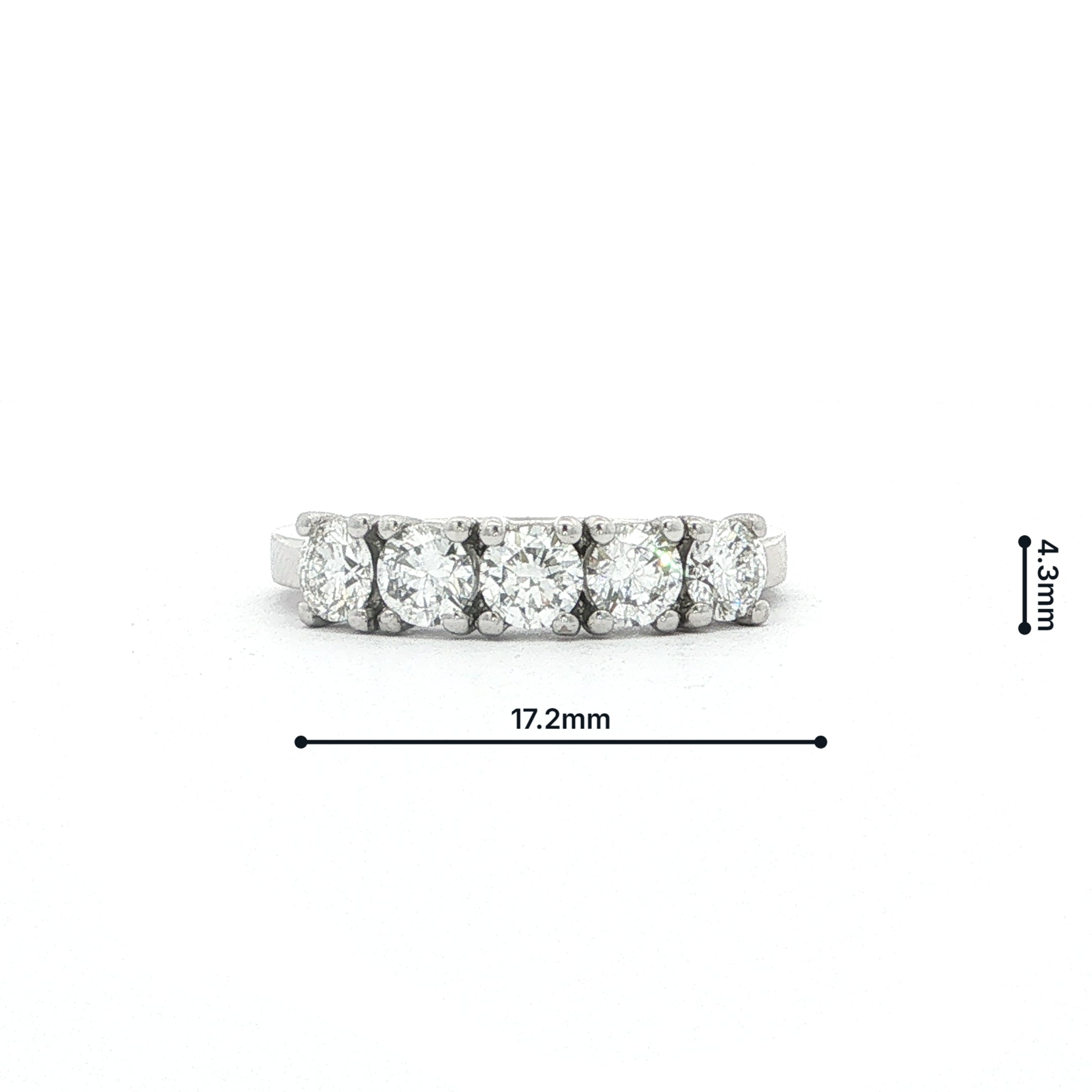 1ct F vs1 Five Stone Natural Diamond Ring Srt In 18ct White Gold
